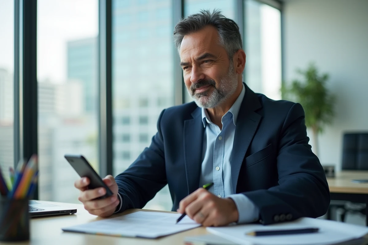 Homme d affaires prenant des notes au bureau