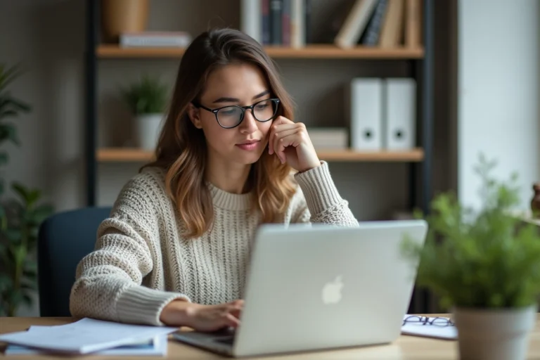 Jeune femme concentrée lors du test Pix à domicile
